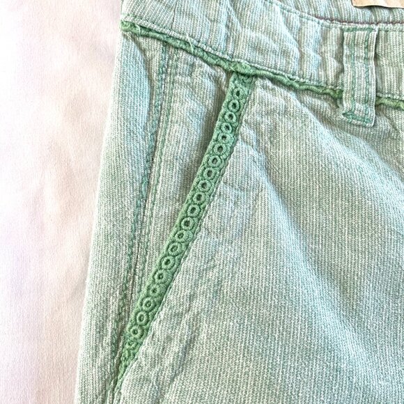 Pilcro green linen pants Womens 8 wide leg mid rise spring embroidered casual - Picture 6 of 14